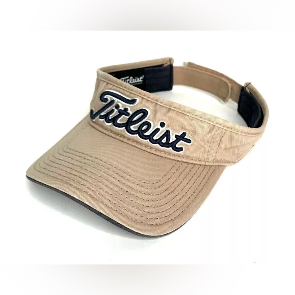 Titleist Men’s Khaki Tan Visor Golf Hat Pro V1 Adjustable One Size Cotton